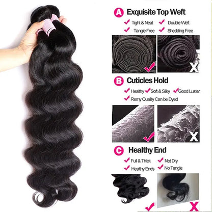 PerisModa Body Wave Bundles Human Hair Brazilian Virgin Hair Raw Hair Extensions