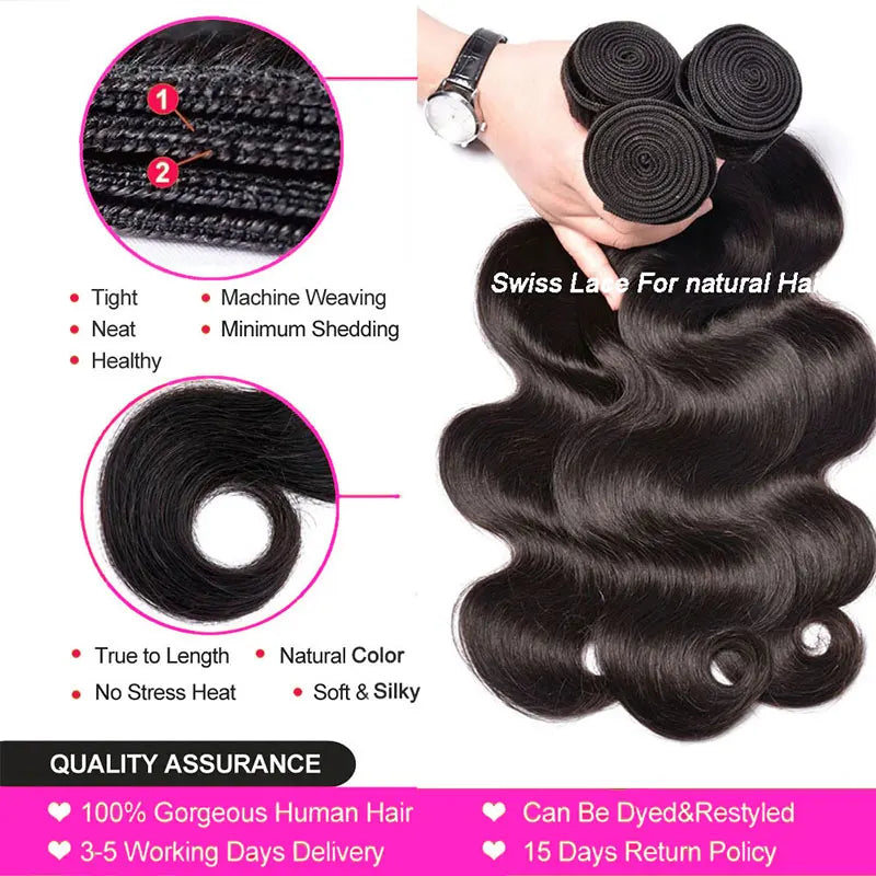 PerisModa Body Wave Bundles Human Hair Brazilian Virgin Hair Raw Hair Extensions