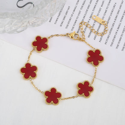 Classic Luxury Stainless Steel Ladies Clover Bracelet