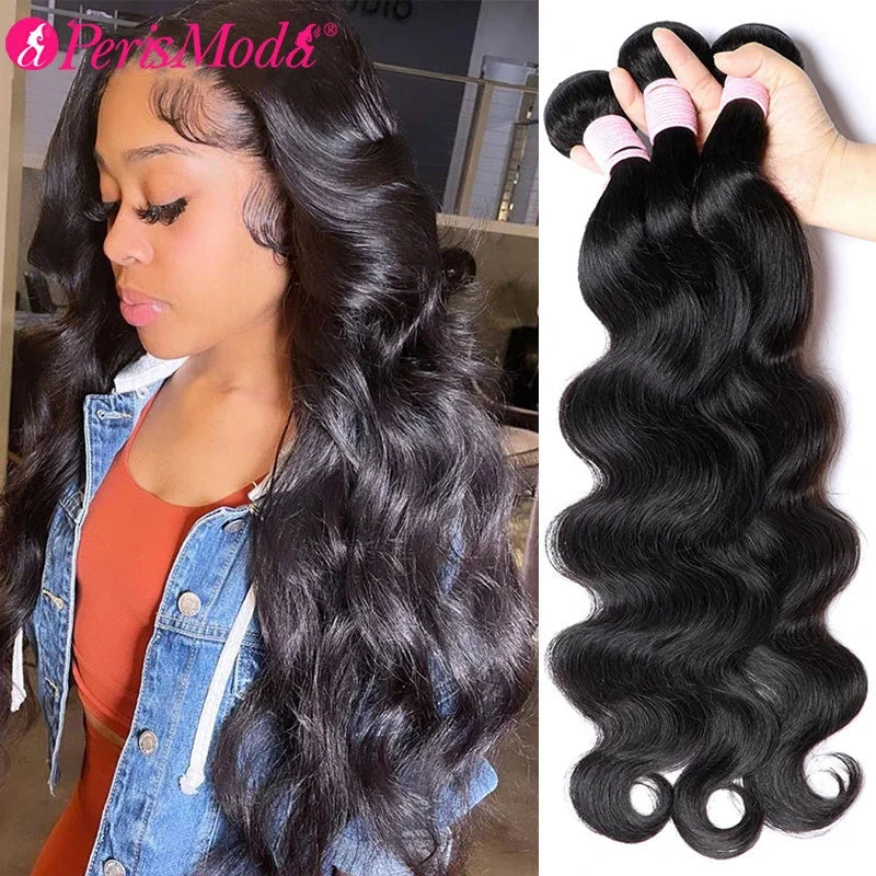 PerisModa Body Wave Bundles Human Hair Brazilian Virgin Hair Raw Hair Extensions