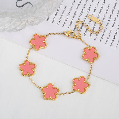 Classic Luxury Stainless Steel Ladies Clover Bracelet