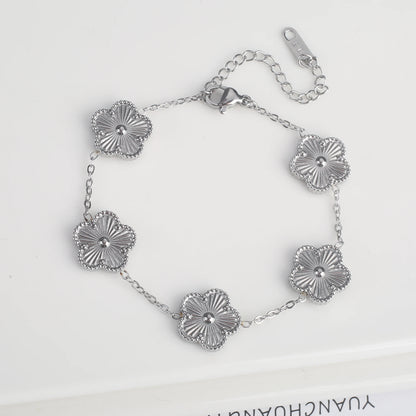 Classic Luxury Stainless Steel Ladies Clover Bracelet