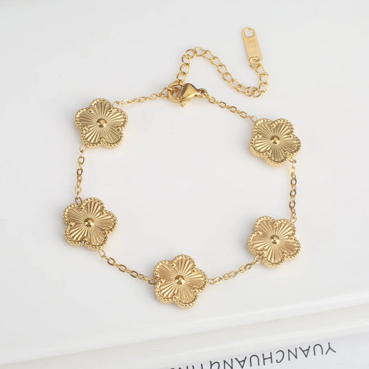 Classic Luxury Stainless Steel Ladies Clover Bracelet