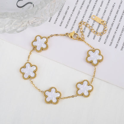 Classic Luxury Stainless Steel Ladies Clover Bracelet