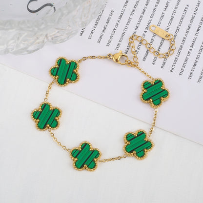 Classic Luxury Stainless Steel Ladies Clover Bracelet