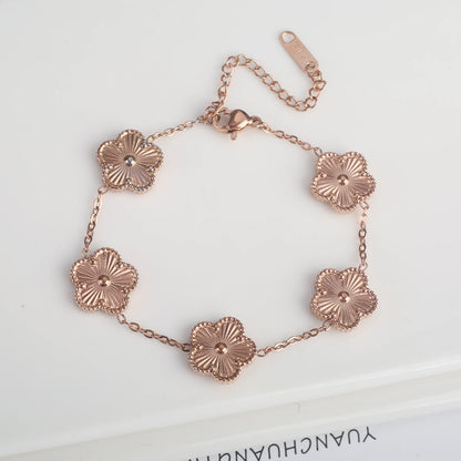 Classic Luxury Stainless Steel Ladies Clover Bracelet