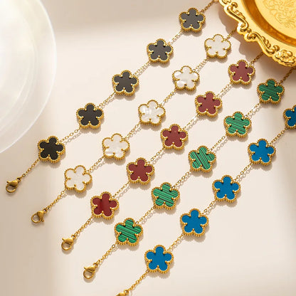Classic Luxury Stainless Steel Ladies Clover Bracelet