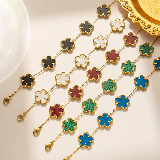 Classic Luxury Stainless Steel Ladies Clover Bracelet